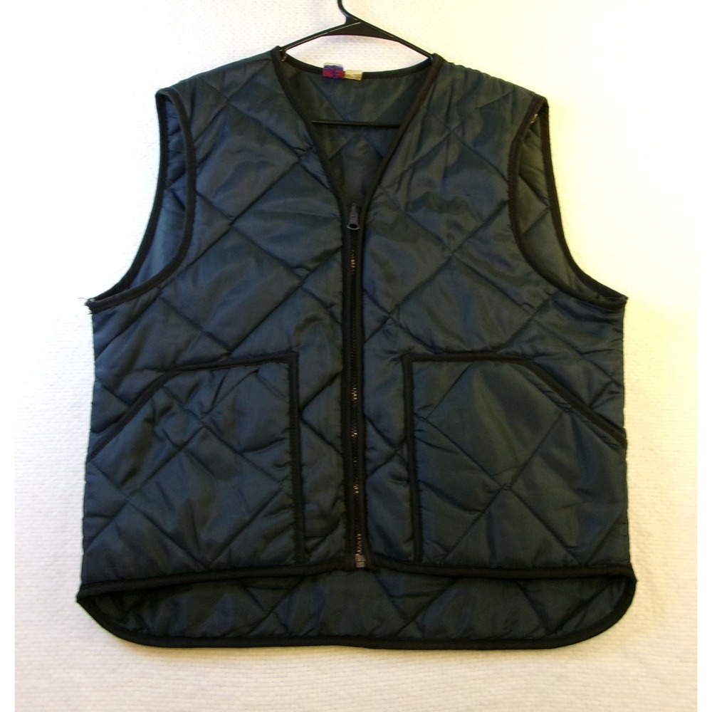 M. Rubin & Sons Quilted Puffer Vest Mens Large Navy Blue Made in USA Zip Vintage